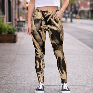 Surreal Sepia-Hand-Muster dunkles, künstlerisches Leggings