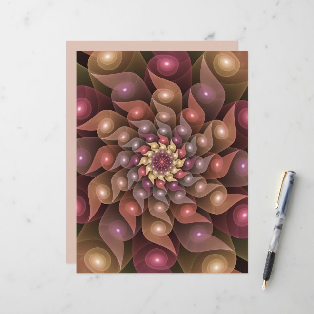 Surreal Shiny Blume Modernes Abstraktes Fraktal Ku (Vorderseite/Rückseite Beispiel)