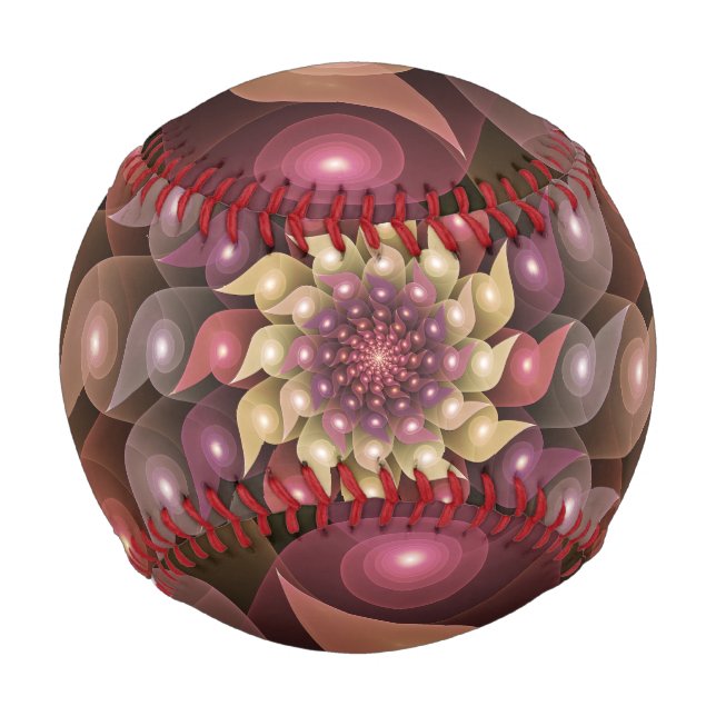 Surreal Shiny Blume Modernes Abstraktes Fraktal Ku Baseball (Vorderseite)