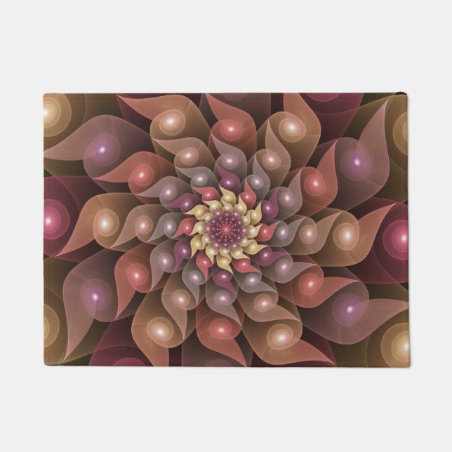 Surreal Shiny Blume Modernes Abstraktes Fraktal Ku Fußmatte (Vorderseite)