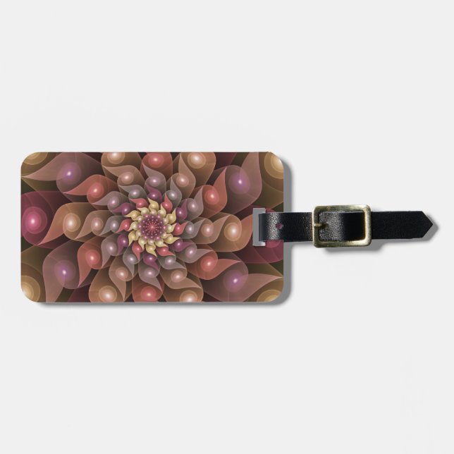 Surreal Shiny Blume Modernes Abstraktes Fraktal Ku Gepäckanhänger (Vorderseite horizontal)