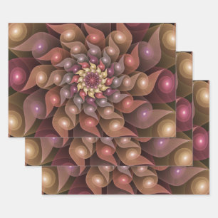 Surreal Shiny Blume Modernes Abstraktes Fraktal Ku Geschenkpapier Set