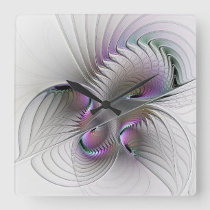 Surreal Shy Beauty Modern Abstract Fractal Art Quadratische Wanduhr