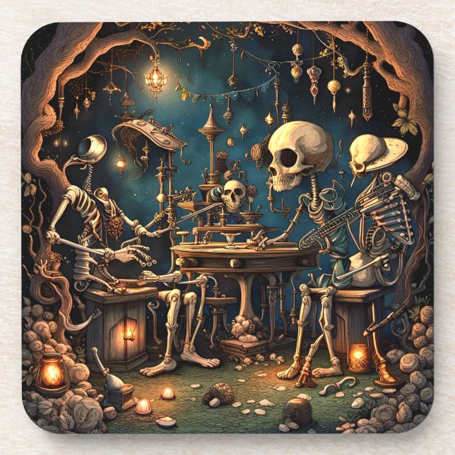 Surreal Skelette III Getränkeuntersetzer (Vorderseite)