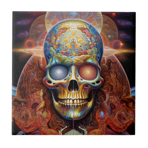 Surreal Skull Farben Visionäre Kunst Fliese