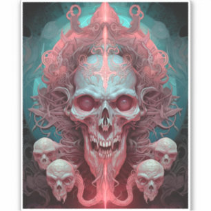 Surreal Skull Gothic Horror Art Aufkleber