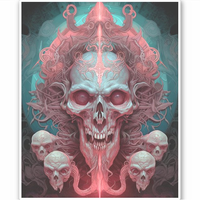 Surreal Skull Gothic Horror Art Aufkleber (Vorderseite)