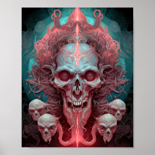 Surreal Skull Gothic Horror Art Poster