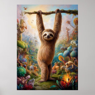 Surreal Sloth Safari Poster