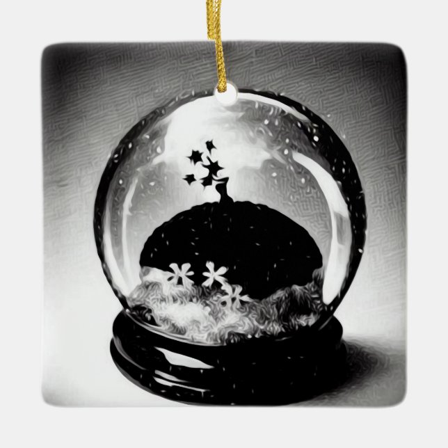 Surreal Snow Globe Keramikornament (Vorderseite)