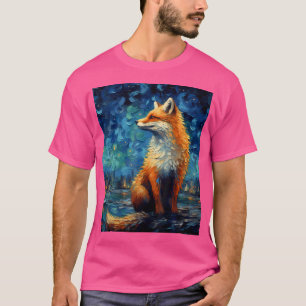 Surreal Starry Night Aesthetic Fox T-Shirt