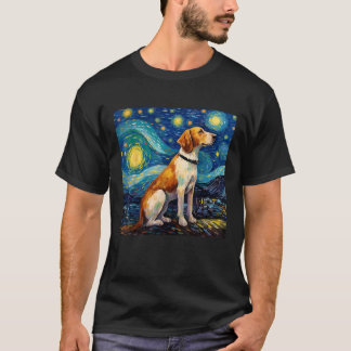 Surreal Starry Night American Foxhound Dog Men Wom T-Shirt