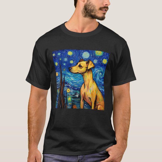 Surreal Starry Night Italian Greyhound Dog  T-Shirt (Vorderseite)