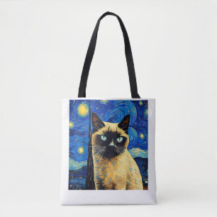 Surreal Starry Night Siamese Cat_1