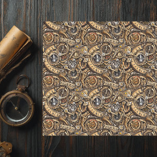 Surreal Steampunk Gears Pattern Seidenpapier