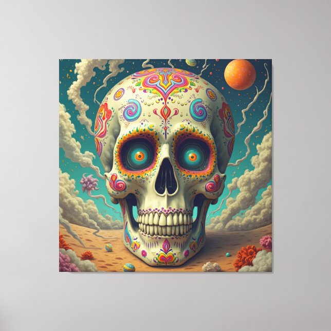 Surreal Sugar Skull Leinwanddruck (Vorderseite)