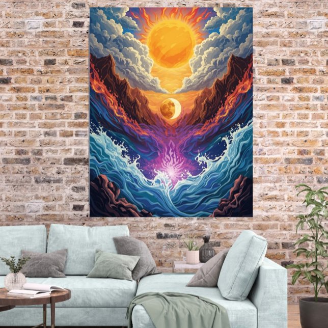 Surreal Sun and Moon Abstract Landscape Poster (Von Creator hochgeladen)