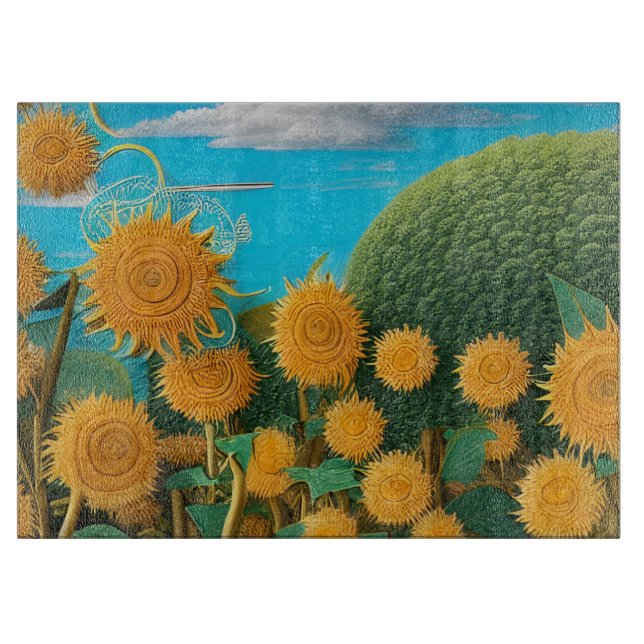Surreal Sunflowers Schneidebrett (Vorderseite)