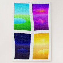 Surreal Sunset Painting Lake Sea Landschaft