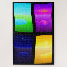 Surreal Sunset Painting Lake Sea Landschaft