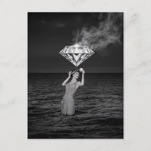 Surreal Tea Time mit Diamant Black und White Postkarte