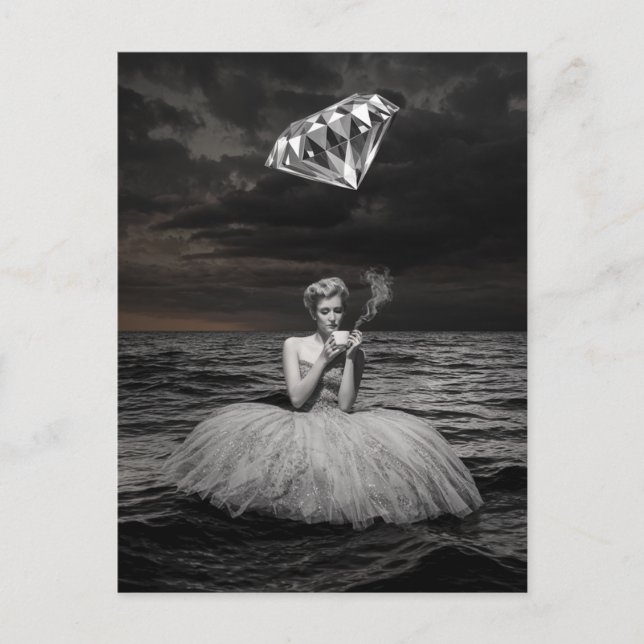 Surreal Tea Time mit Diamond Postkarte (Vorderseite)