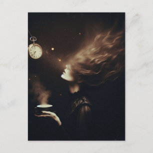 Surreal Tea Time Sepia Postkarte