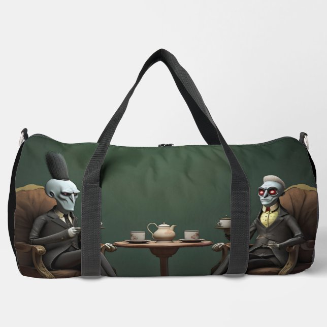 Surreal Tea Zeit auf der seltsamen Seite. 9 Duffle Bag (Vorderseite)