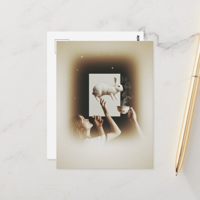 Surreal Tee mit dem weißen Sonnenschein Postkarte (Vorderseite/Rückseite Beispiel)