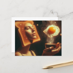 Surreal Toast ang Egg Frühstücksfrau Postkarte