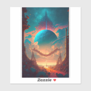 Surreal Towers Planet Visionäre Landschaft Aufkleber