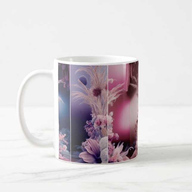 Surreal traumhafte florale Split-Panel-Kunst-Klass Kaffeetasse (Links)