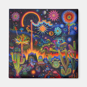 Surreal Trippy Whimsical Psychedelic Desert Cactus Magnet