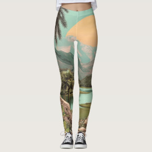 Surreal tropischer See mit Palmen Leggings