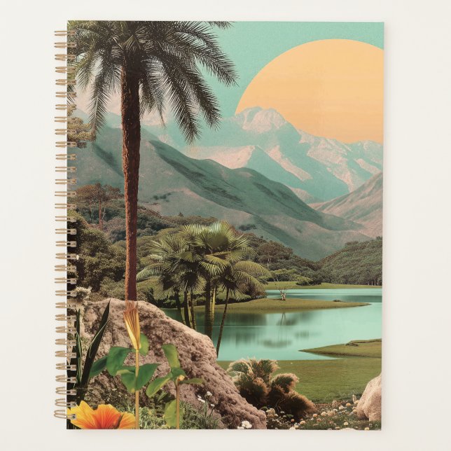 Surreal tropischer See mit Palmen Planer (Vorderseite)