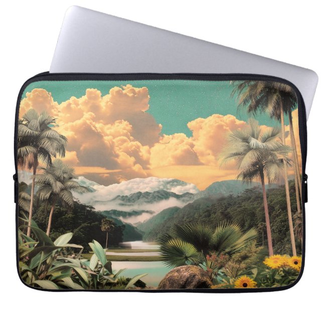 Surreal Tropisches Tal mit Palmen Laptopschutzhülle (Vorderseite)