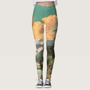Surreal Tropisches Tal mit Palmen Leggings