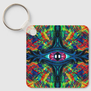 Surreal verdrehte trippige Augen-Visionär-Ölgemäld Schlüsselanhänger