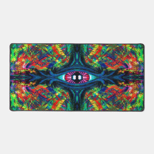 Surreal verdrehte trippige Augen-Visionär-Ölgemäld Schreibtischunterlage