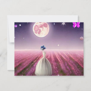 Surreal Vintag rosa Feldbrücke & Mond Karte