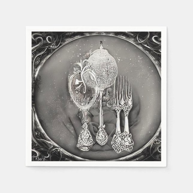 Surreal Vintage Wedding Elements Serviette (Vorderseite)