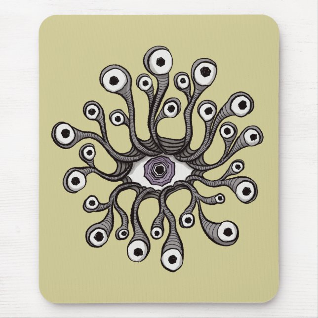 Surreal Weirdcore-Augen-Tentakel-Kunstwerk Mousepad (Vorne)