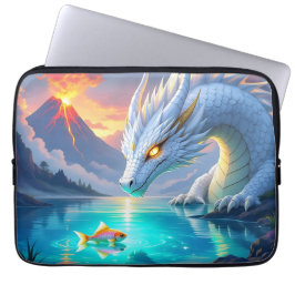 Surreal Weißer Drache und Goldfisch Laptopschutzhülle