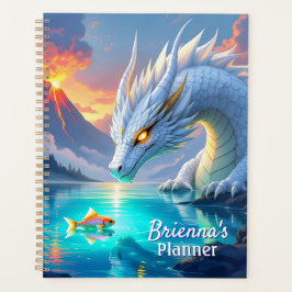 Surreal White Dragon und Goldfisch Personalisiert Planer