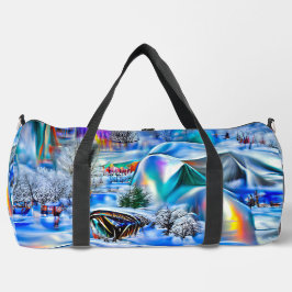 Surreal Winter Wonderland mit eisigen Lichtern Duffle Bag