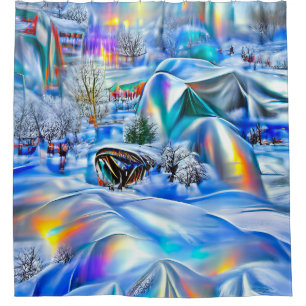 Surreal Winter Wonderland mit eisigen Lichtern Duschvorhang