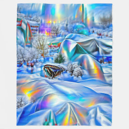 Surreal Winter Wonderland mit eisigen Lichtern Fleecedecke