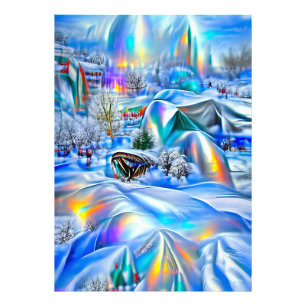 Surreal Winter Wonderland mit eisigen Lichtern Fotodruck