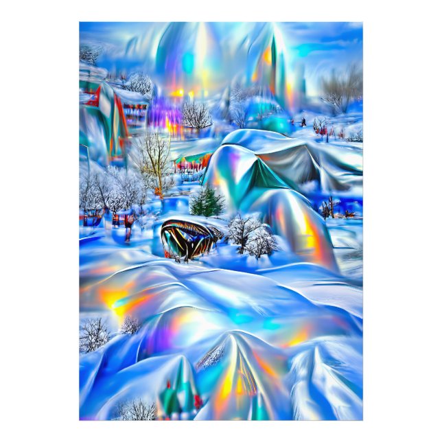 Surreal Winter Wonderland mit eisigen Lichtern Fotodruck (Vorne)