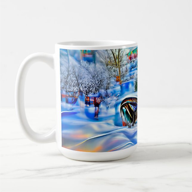 Surreal Winter Wonderland mit eisigen Lichtern Kaffeetasse (Links)